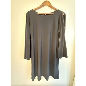 Annalee + Hope Black Cold Shoulder Dress Bell Sleeve Minimalist Goth Chic‎ M